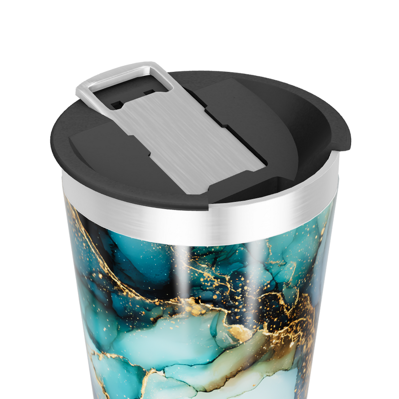 Copo Térmico - Marmorizado Azul e Dourado