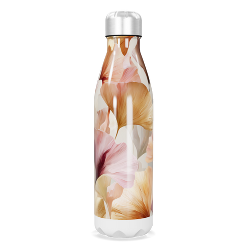 Garrafa Inox - Floral Bege e Rosa