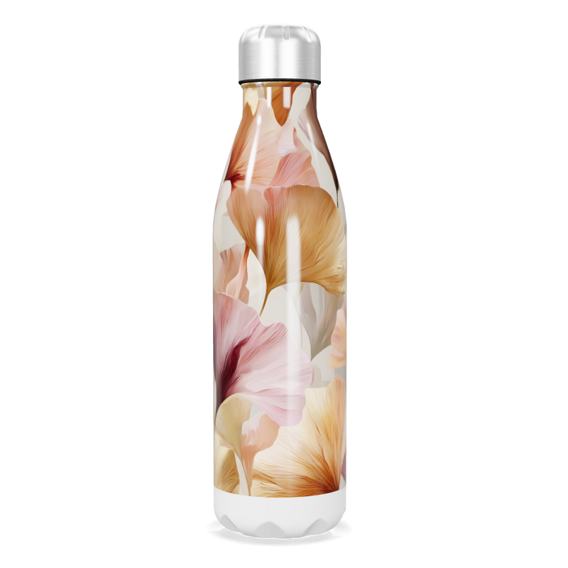 Garrafa Inox - Floral Bege e Rosa