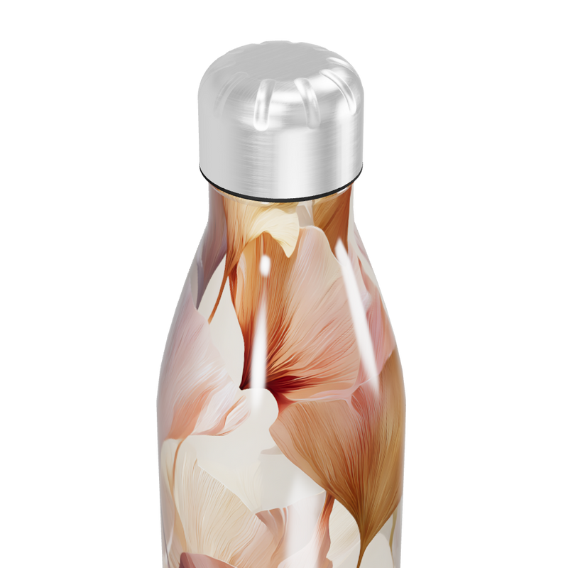 Garrafa Inox - Floral Bege e Rosa