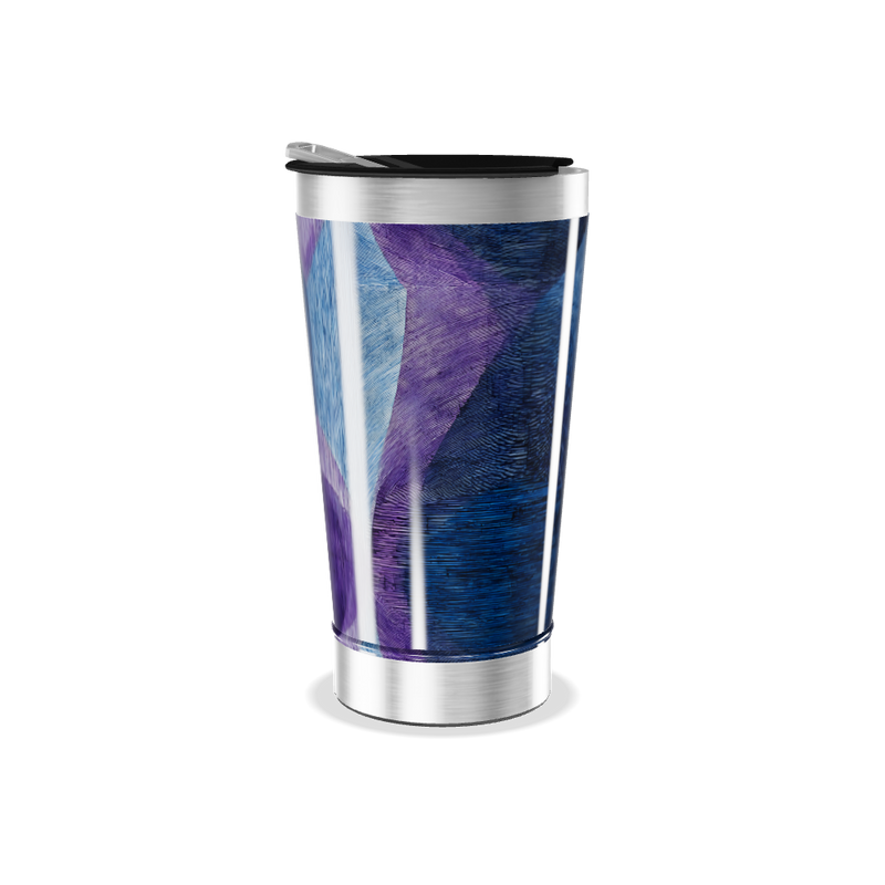 Copo Térmico - Azul com Estampa Geométrica