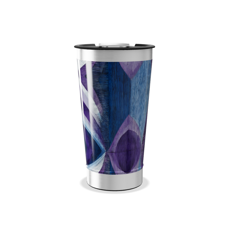 Copo Térmico - Azul com Estampa Geométrica