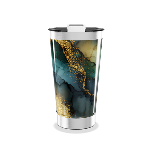 Copo Térmico - Mármore Azul e Dourado