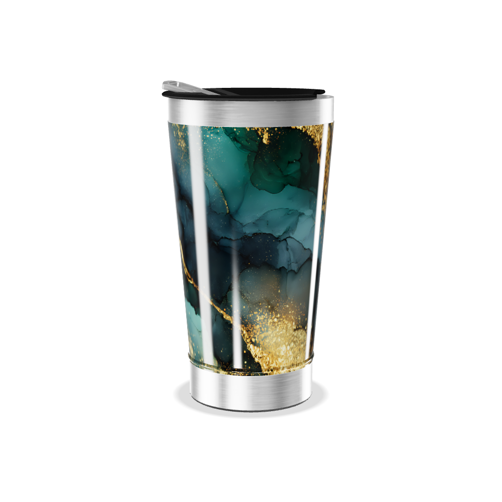 Copo Térmico - Mármore Azul e Dourado