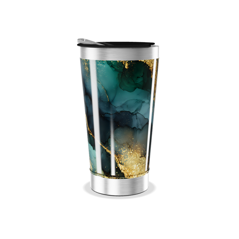 Copo Térmico - Mármore Azul e Dourado