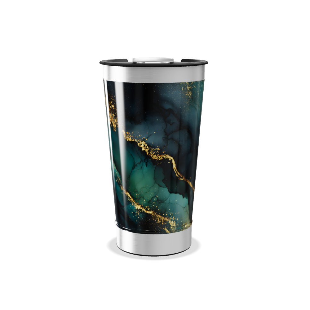 Copo Térmico - Mármore Azul e Dourado