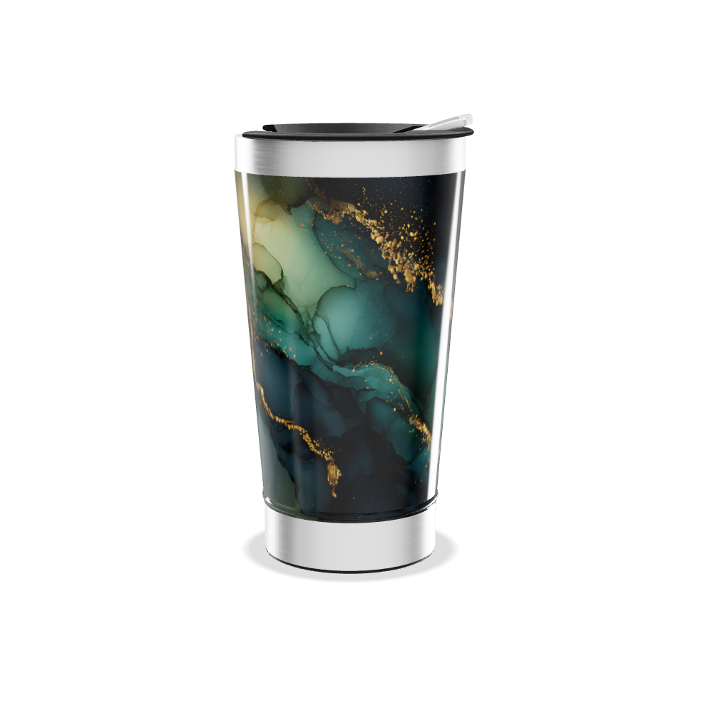 Copo Térmico - Mármore Azul e Dourado