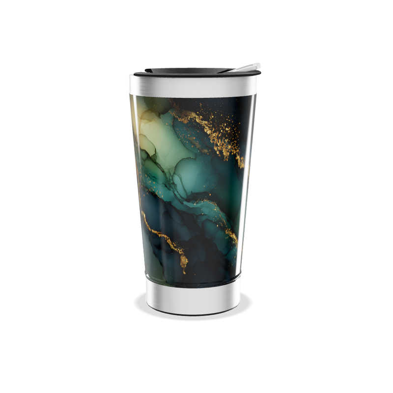 Copo Térmico - Mármore Azul e Dourado