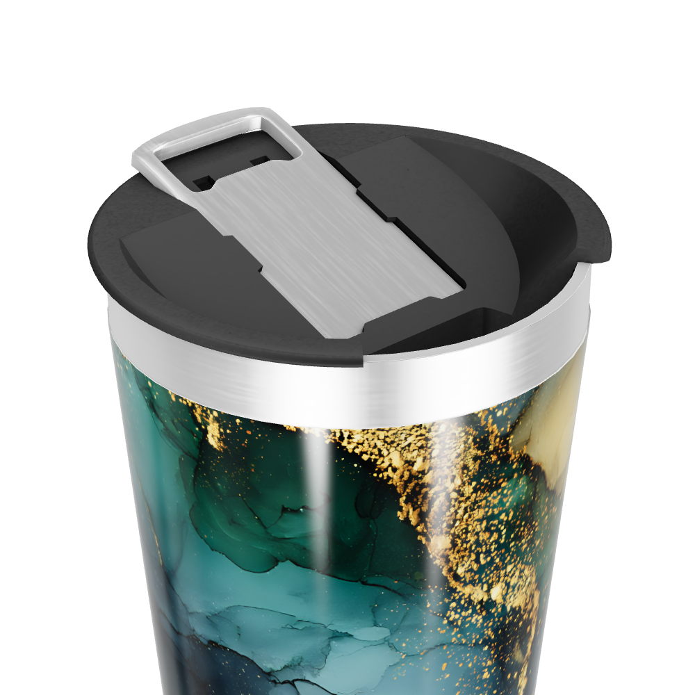 Copo Térmico - Mármore Azul e Dourado