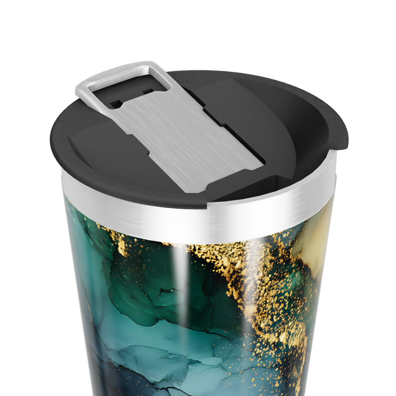 Copo Térmico - Mármore Azul e Dourado