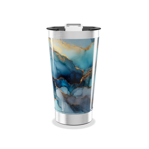 Copo Térmico - Azul Mármore Aço Inox