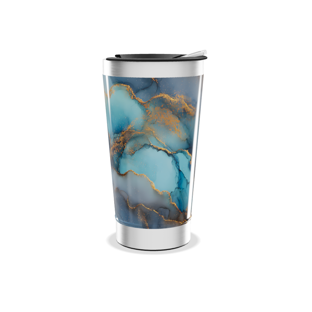 Copo Térmico - Azul Mármore Aço Inox