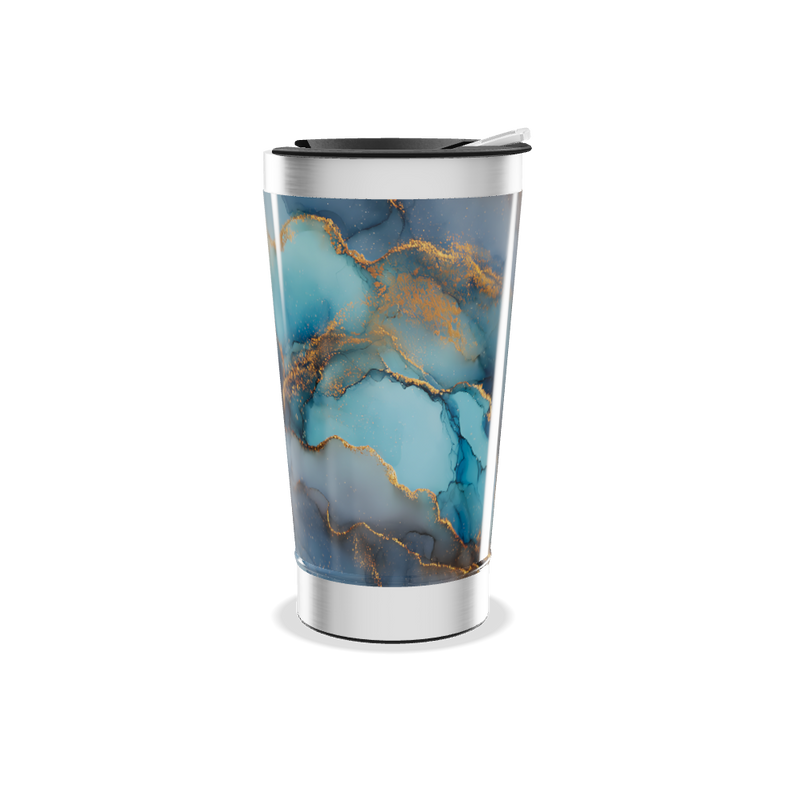Copo Térmico - Azul Mármore Aço Inox