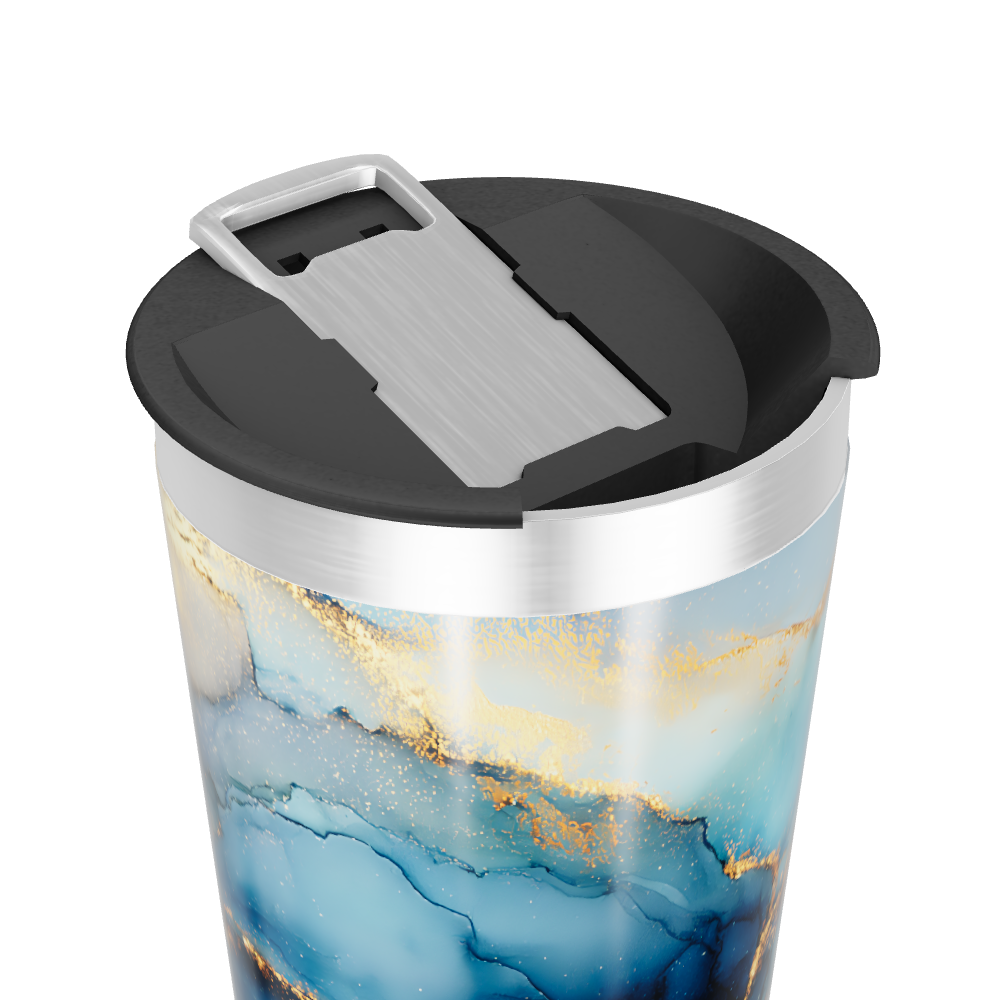 Copo Térmico - Azul Mármore Aço Inox