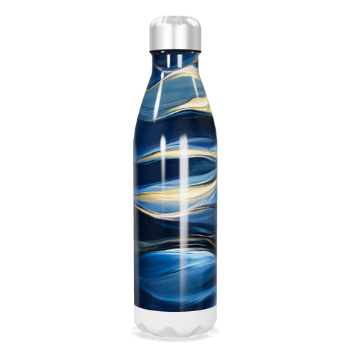 Garrafa Inox Azul - Design Ondulado