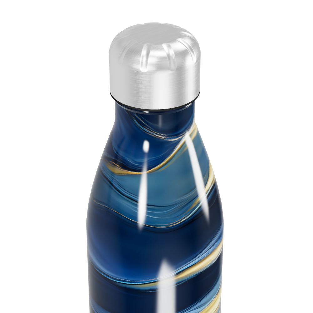 Garrafa Inox Azul - Design Ondulado