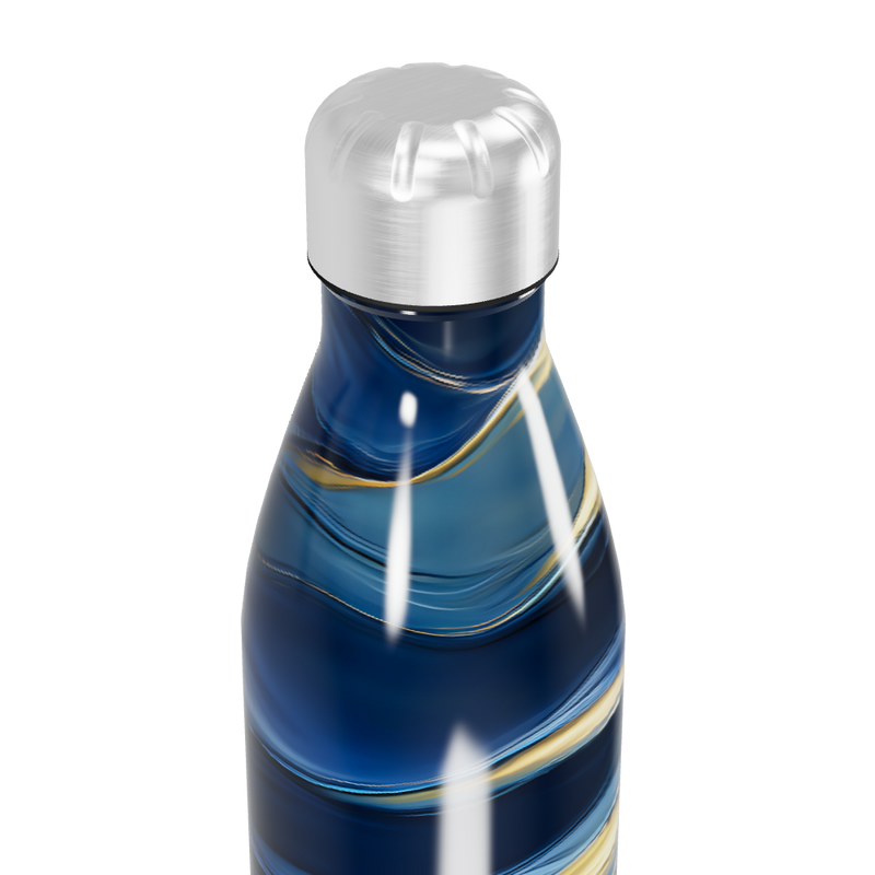 Garrafa Inox Azul - Design Ondulado