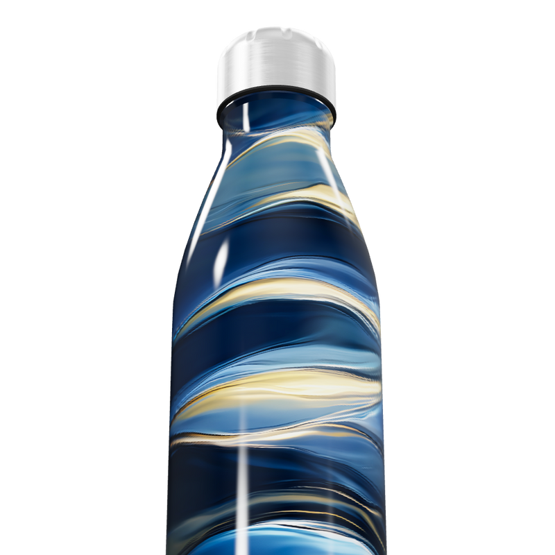 Garrafa Inox Azul - Design Ondulado