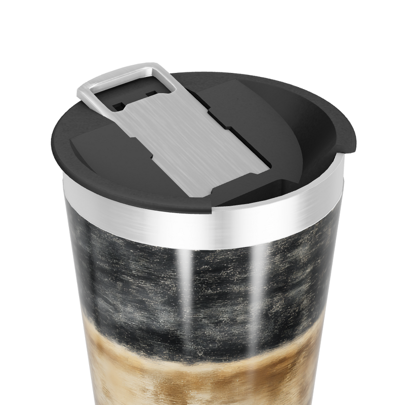 Copo Térmico - Preto com Faixa Marrom