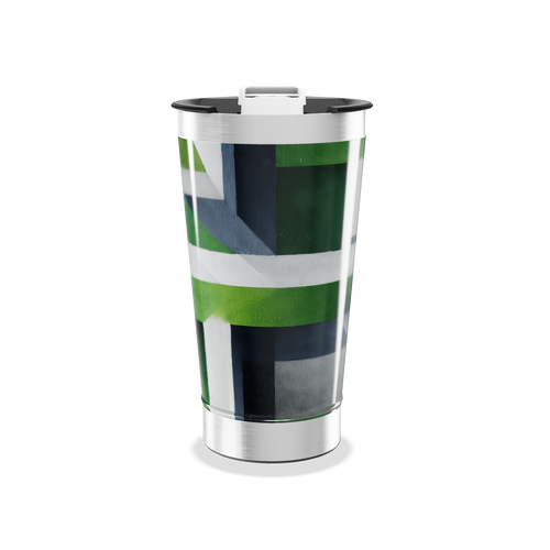 Copo Térmico - Verde com Listras Geométricas