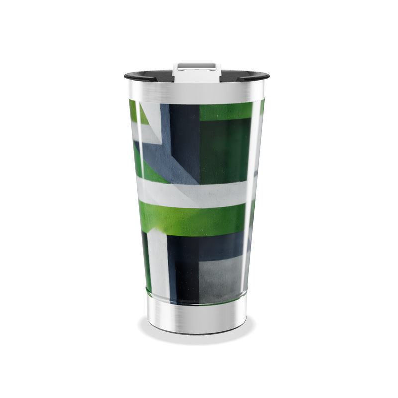 Copo Térmico - Verde com Listras Geométricas