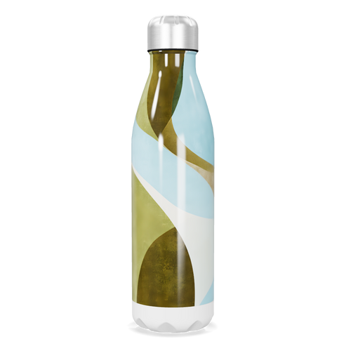 Garrafa Inox Estampa Abstrata Verde Azul