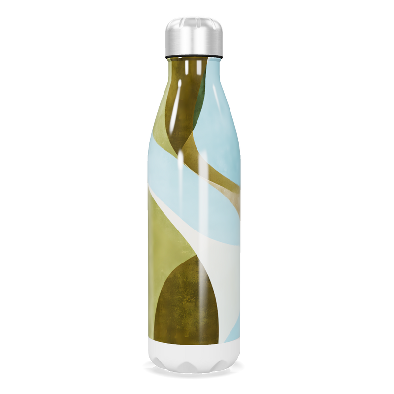 Garrafa Inox Estampa Abstrata Verde Azul