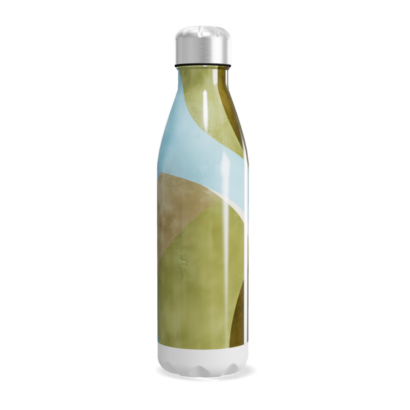 Garrafa Inox Estampa Abstrata Verde Azul