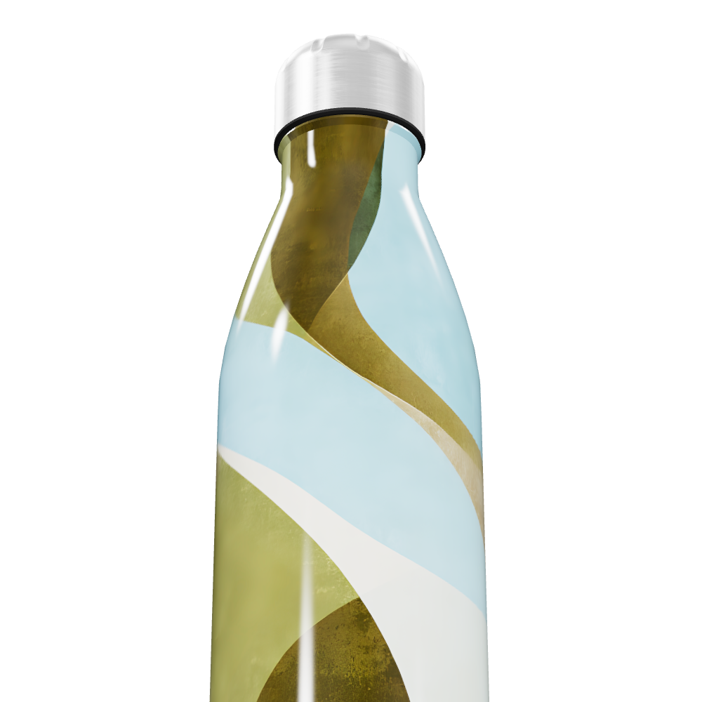 Garrafa Inox Estampa Abstrata Verde Azul