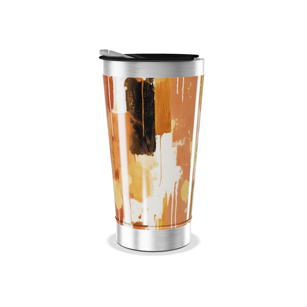 Copo Térmico - Abstrato Dourado e Laranja