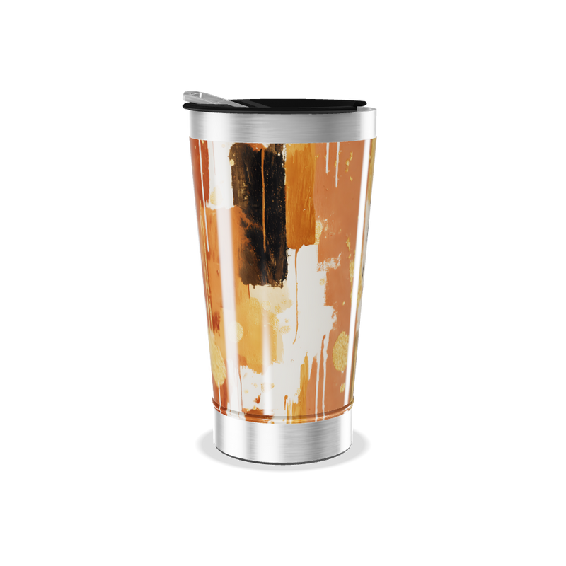 Copo Térmico - Abstrato Dourado e Laranja