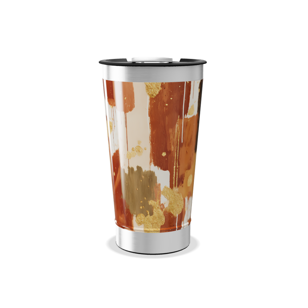 Copo Térmico - Abstrato Dourado e Laranja