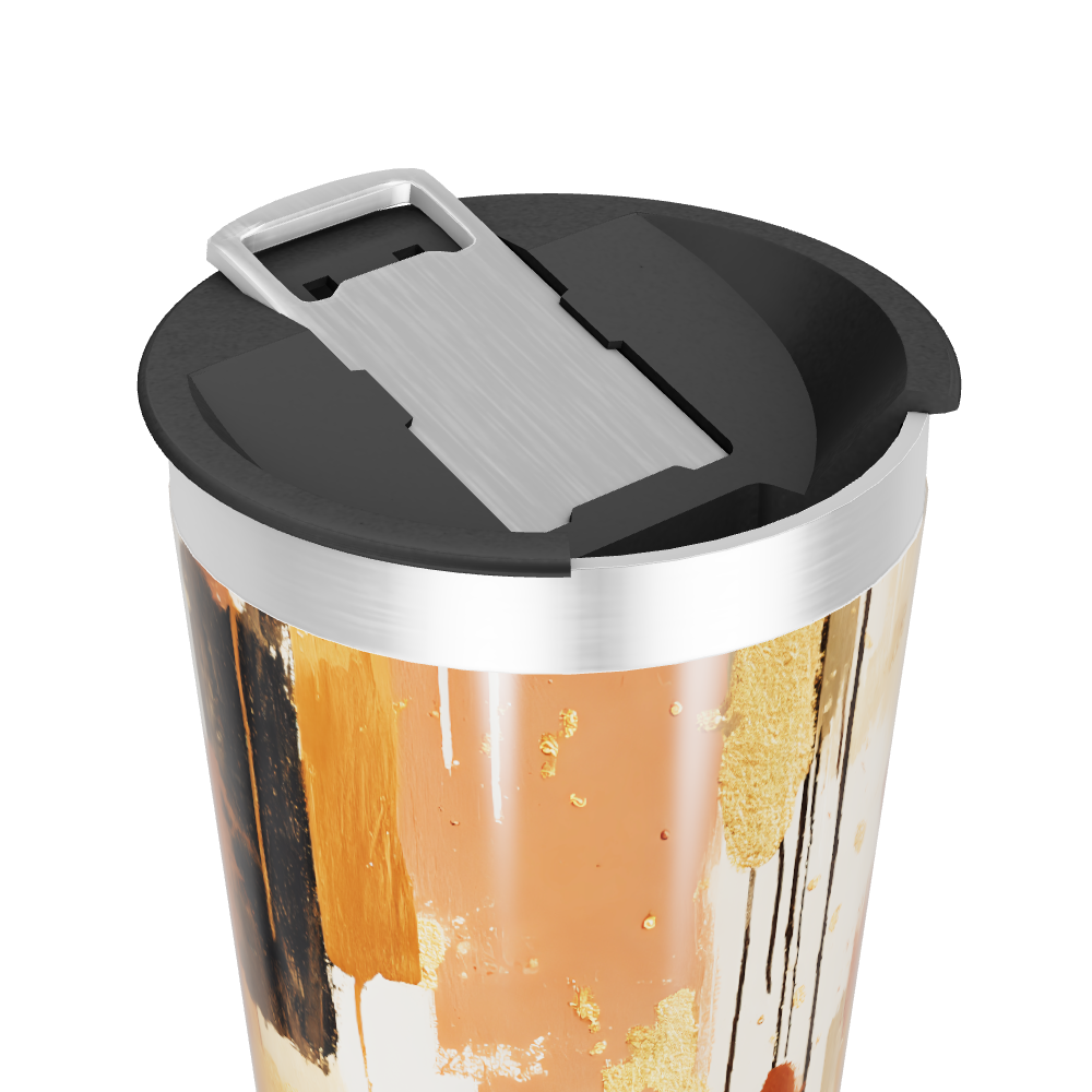 Copo Térmico - Abstrato Dourado e Laranja