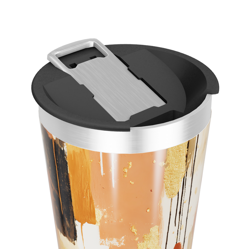 Copo Térmico - Abstrato Dourado e Laranja