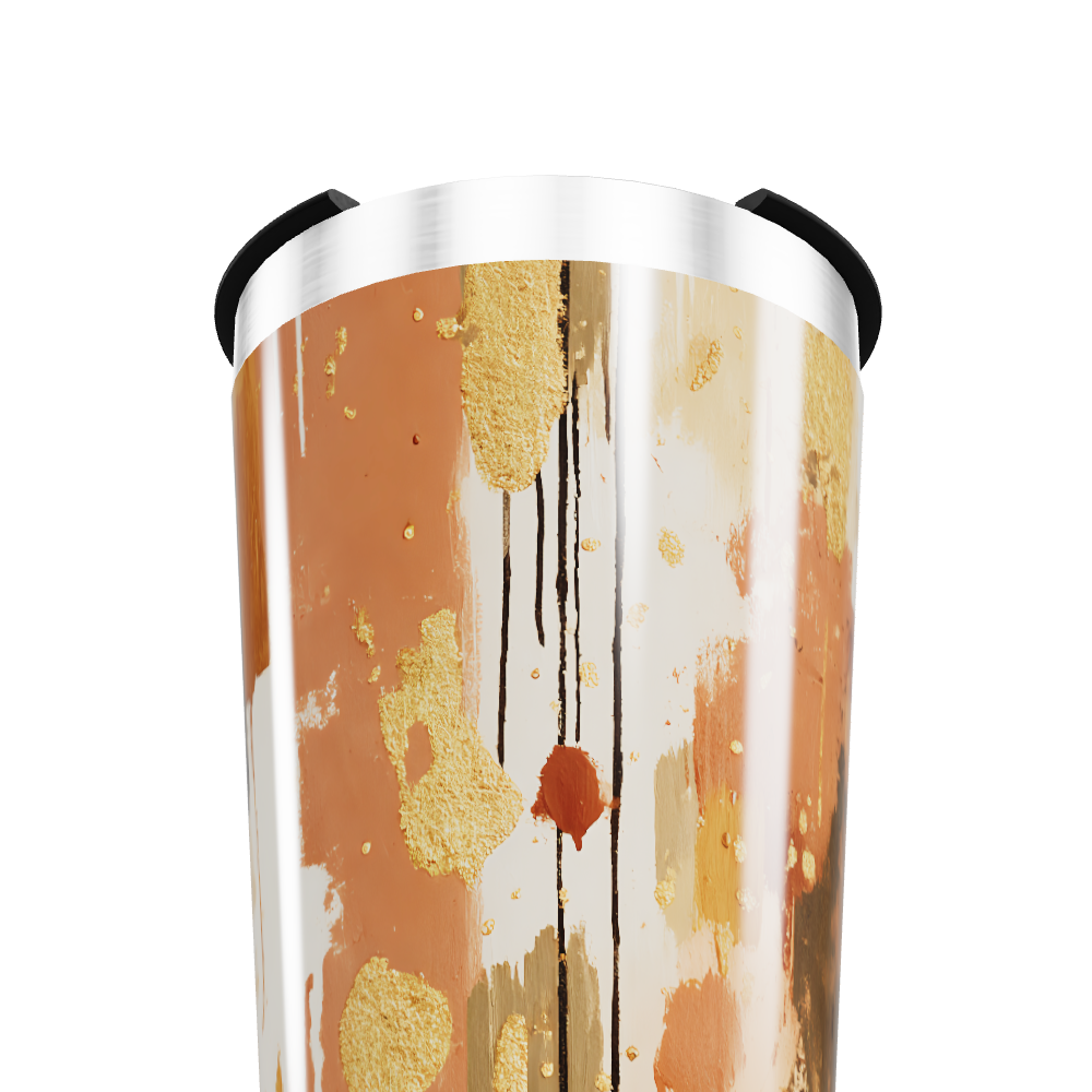 Copo Térmico - Abstrato Dourado e Laranja