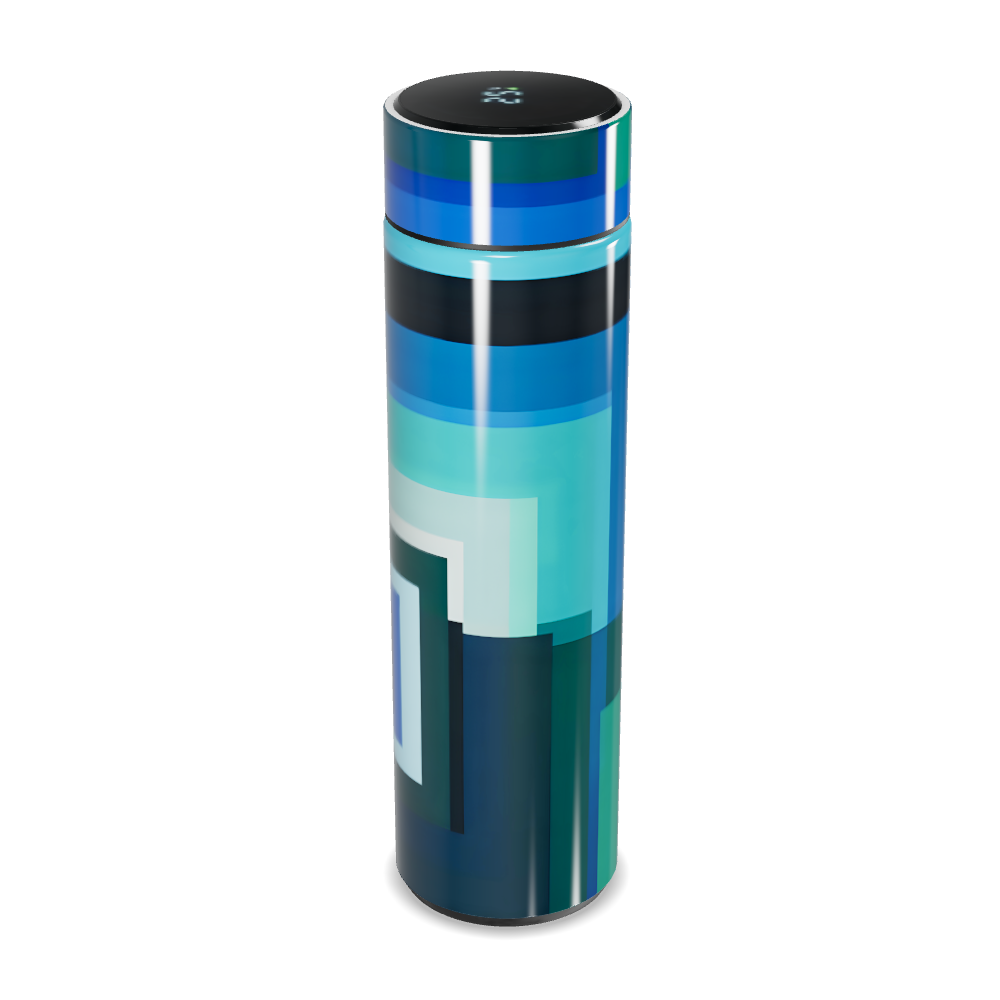 Garrafa Térmica Touch - Azul com Estampa Geométrica