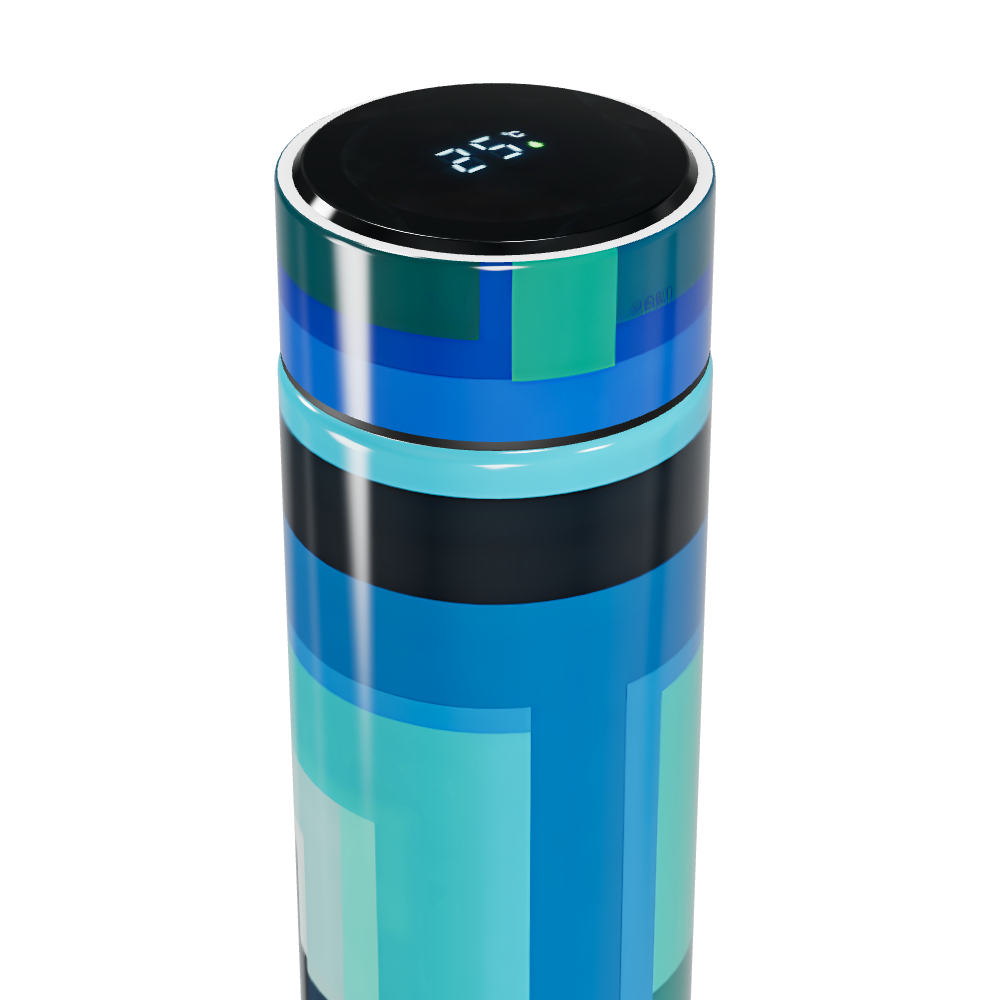 Garrafa Térmica Touch - Azul com Estampa Geométrica