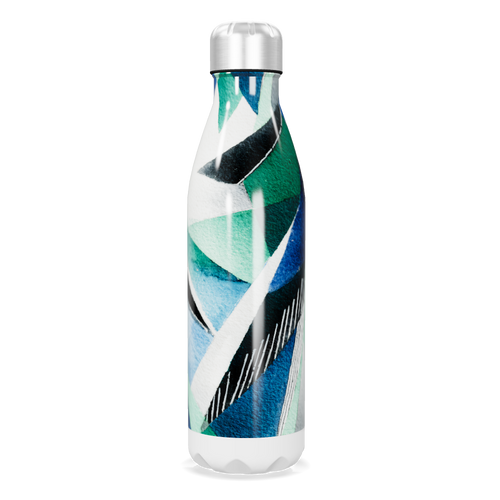 Garrafa Inox - Estampa Geométrica Azul