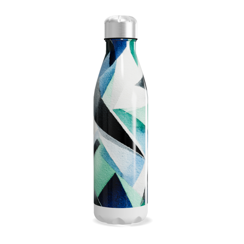 Garrafa Inox - Estampa Geométrica Azul