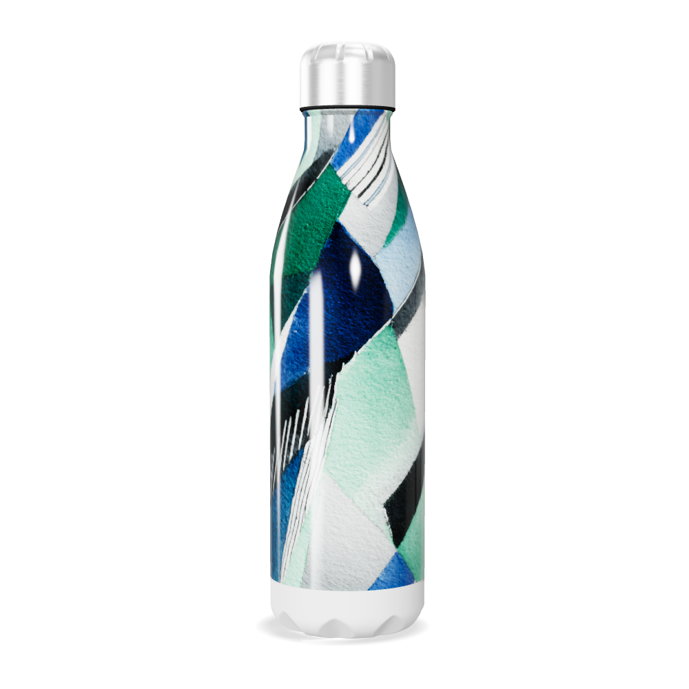 Garrafa Inox - Estampa Geométrica Azul