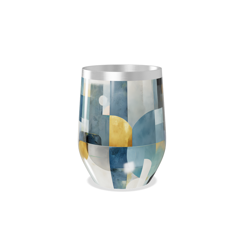 Copo Térmico Slim - Abstrato Azul e Dourado