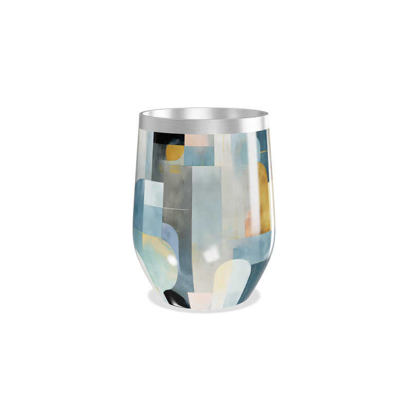 Copo Térmico Slim - Abstrato Azul e Dourado