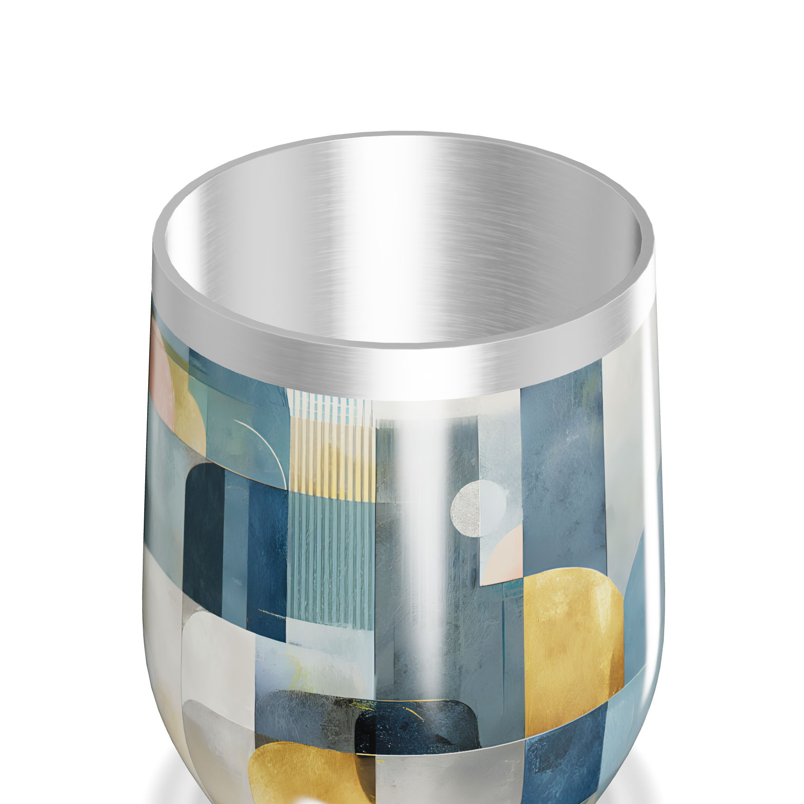 Copo Térmico Slim - Abstrato Azul e Dourado