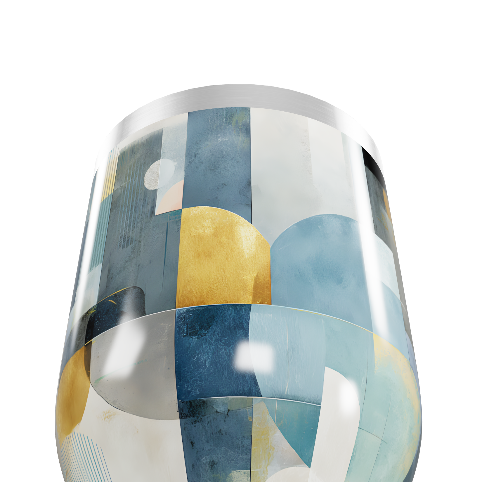 Copo Térmico Slim - Abstrato Azul e Dourado