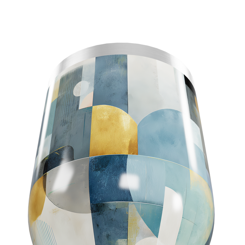 Copo Térmico Slim - Abstrato Azul e Dourado