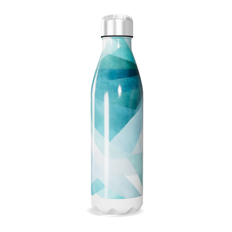 Garrafa Inox Azul com Estampa Abstrata