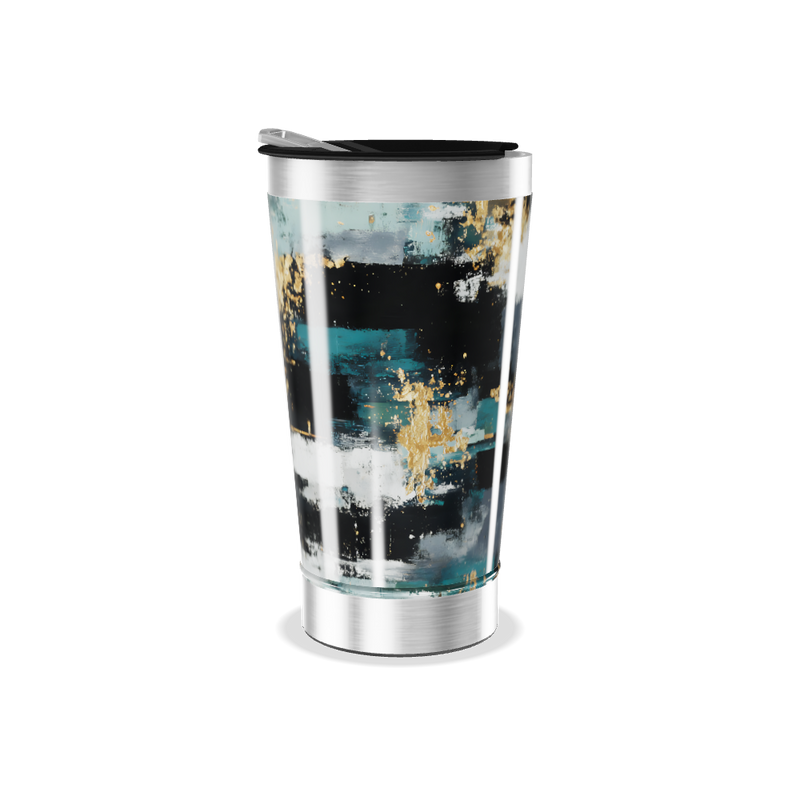 Copo Térmico - Design Abstrato Preto e Dourado