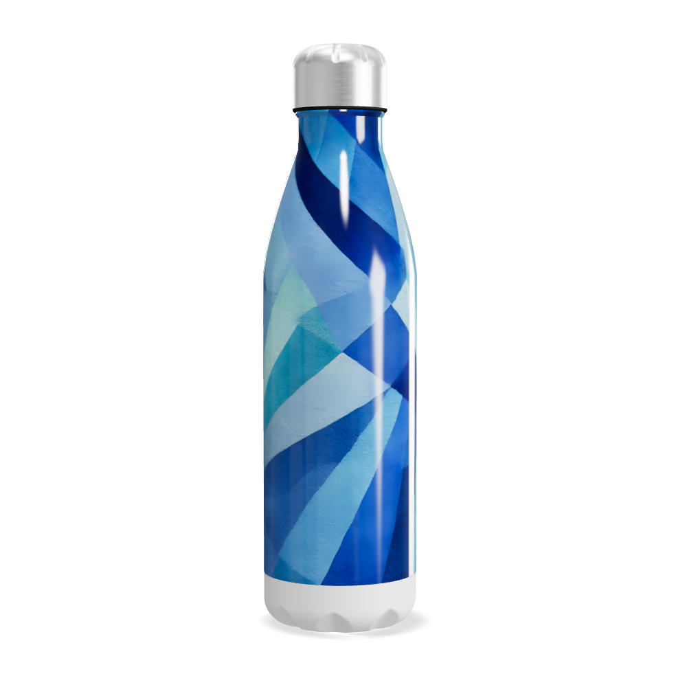Garrafa Inox - Azul com Estampa Geométrica