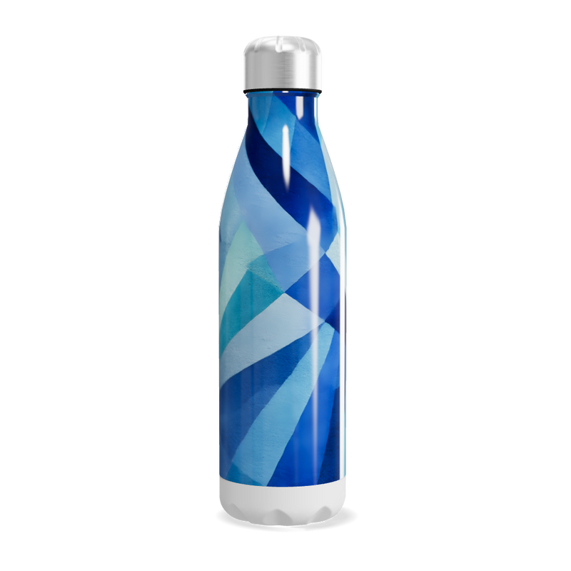 Garrafa Inox - Azul com Estampa Geométrica