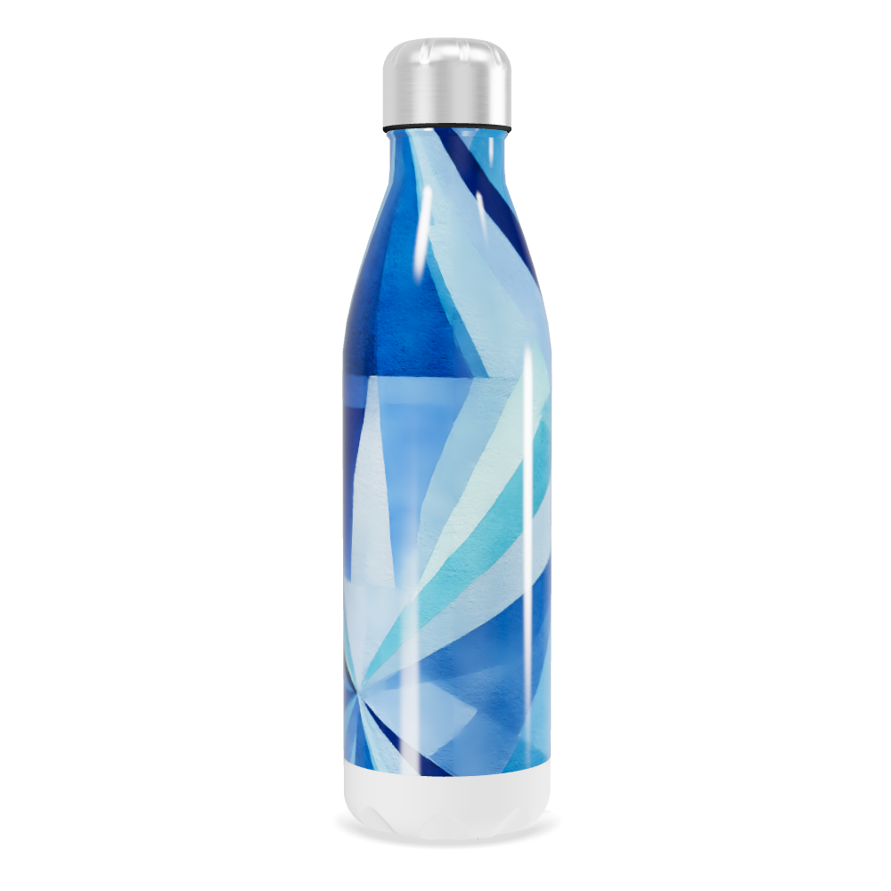 Garrafa Inox - Azul com Estampa Geométrica